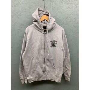 Obey‎ Men's Hoodie Large Gray Zip Up Full Front Graphic Logo Sweatshirt